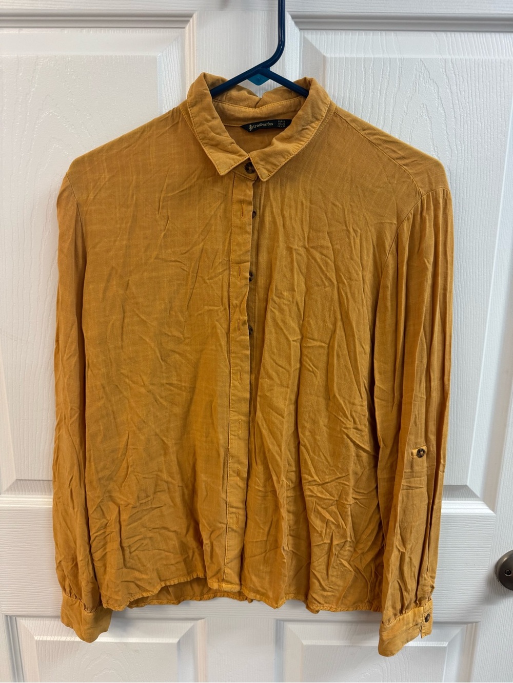stradivarius Mustard Button-Front Shirt